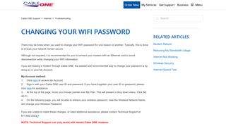 Changing Your WiFi Password – Cable ONE Support