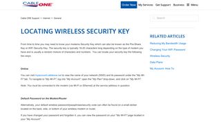 Locating Wireless Security Key – Cable ONE Support