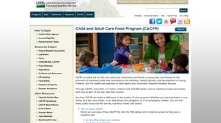 Child and Adult Care Food Program (CACFP) | Food and Nutrition ...