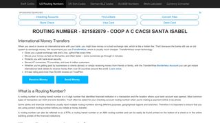 Routing Number - 021582879 - COOP A C CACSI SANTA ISABEL