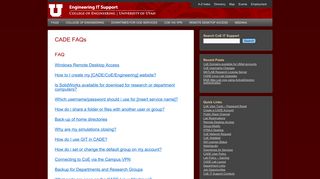 CADE FAQs | CoE IT Support - CADE Lab - University of Utah