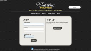 Cadillac Riches SRX 2nd Chance Internet Contest - Login