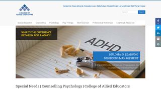 College of Allied Educators: Special Needs | Counselling Psychology