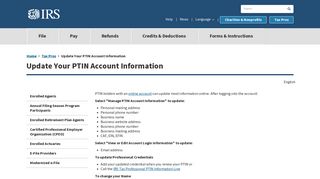 Update Your PTIN Account Information | Internal Revenue Service