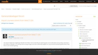 Moodle in English: Import courses/content from WebCT CE6 - Moodle.org