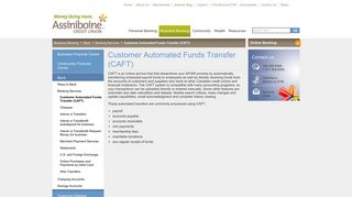 Assiniboine Credit Union - Customer Automated Funds Transfer (CAFT)