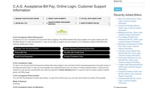 C.A.G. Acceptance Bill Pay, Online Login, Customer Support Information