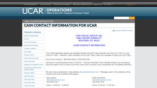 Cain Contact Information for UCAR | UCAR Operations
