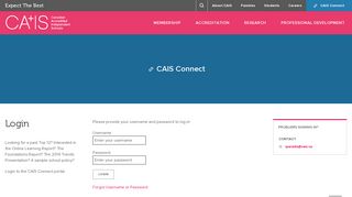 Login - CAIS Canadian Accredited Independent Schools