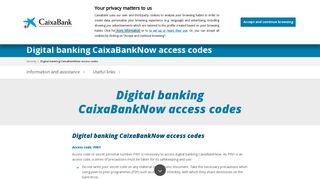 Digital banking CaixaBankNow access codes | CaixaBank