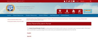 Aries Parent/Student Portal - San Bernardino City Unified School District
