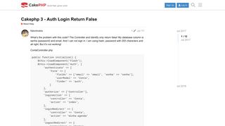 Cakephp 3 - Auth Login Return False - Need Help - CakePHP Official ...