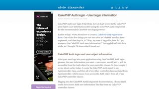 CakePHP Auth login - User login information | alvinalexander.com