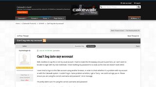 Can't log into my account | Cakewalk Forums