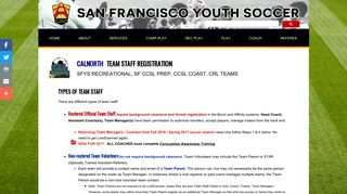 Staff Registration Checklist - SF Youth Soccer