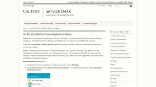 Set Up 365 Mail on Android (phone or tablet) - Service Desk - Cal Poly ...