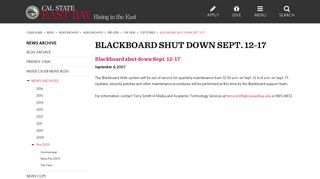 Blackboard shut down Sept. 12-17 - Cal State East Bay