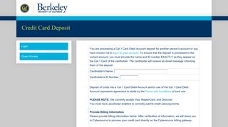 Cal 1 Card: Credit Card Deposit - UC Berkeley