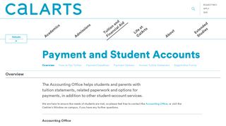 Payment and Student Accounts | CalArts