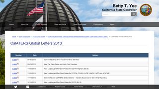 California State Controller's Office: CalATERS Global Letters 2013