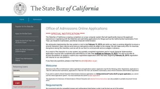 The State Bar of California | Office of Admissions Online Applications