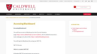 Accessing Blackboard - Caldwell University, New Jersey