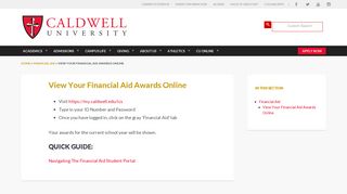 View Your Financial Aid Awards Online - Caldwell University, New ...