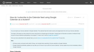 How do I subscribe to the Calendar feed using Google Calendar?