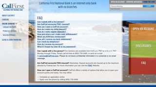 CalFirst - FAQ - Personal Banking