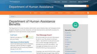 Benefits - Department of Human Assistance - Sacramento County