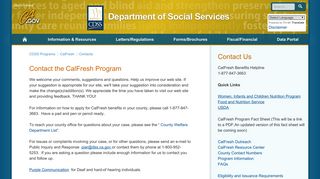 Info & Resources > CDSS Programs > CalFresh > Contacts