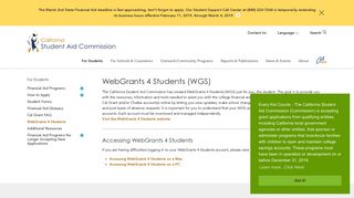 WebGrants 4 Students - California Student Aid Commission