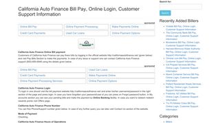 California Auto Finance Bill Pay, Online Login, Customer Support ...