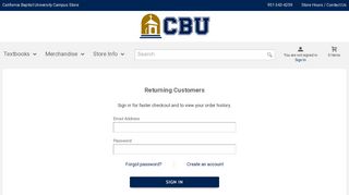 Login / Create An Account | California Baptist University Campus Store