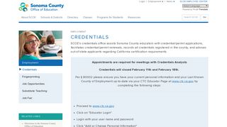 SCOE: Employment: Credentials - Sonoma County Office of Education