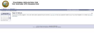 California Application for the CPA Examination - Login unsuccessful