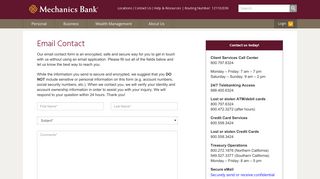 Contact Us - Mechanics Bank
