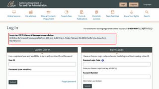 Log In - California Department of Tax and Fee Administration - State ...