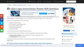 Calix Login: How to Access the Router Settings | RouterReset