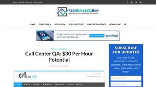 Call Center QA: $30 Per Hour Potential - Real Home Jobs Now