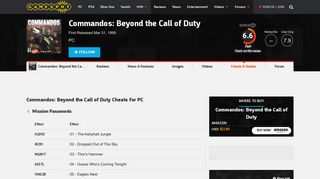 Commandos: Beyond the Call of Duty Cheats - GameSpot
