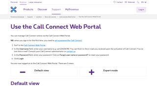 Use the Call Connect Web Portal | Proximus