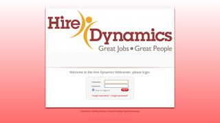 Welcome to the Hire Dynamics Webcenter, please login.
