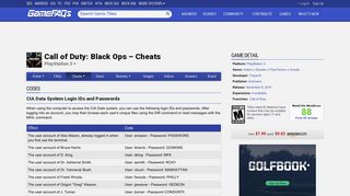 Call of Duty: Black Ops Cheats, Codes, and Secrets for PlayStation 3 ...