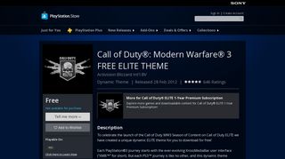 Call of Duty®: Modern Warfare® 3 FREE ELITE THEME on PS3 ...
