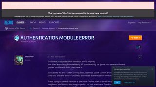 Authentication module error - Heroes of the Storm Forums ...