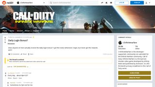 Daily Login Bonus? : Infinitewarfare - Reddit