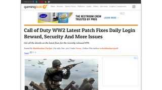 Call of Duty WW2 Latest Patch Fixes Daily Login Reward, Security ...