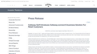 Callaway Golf Introduces Callaway-connect E-business Solution For ...