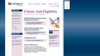 Claims And Eligibility - CalOptima